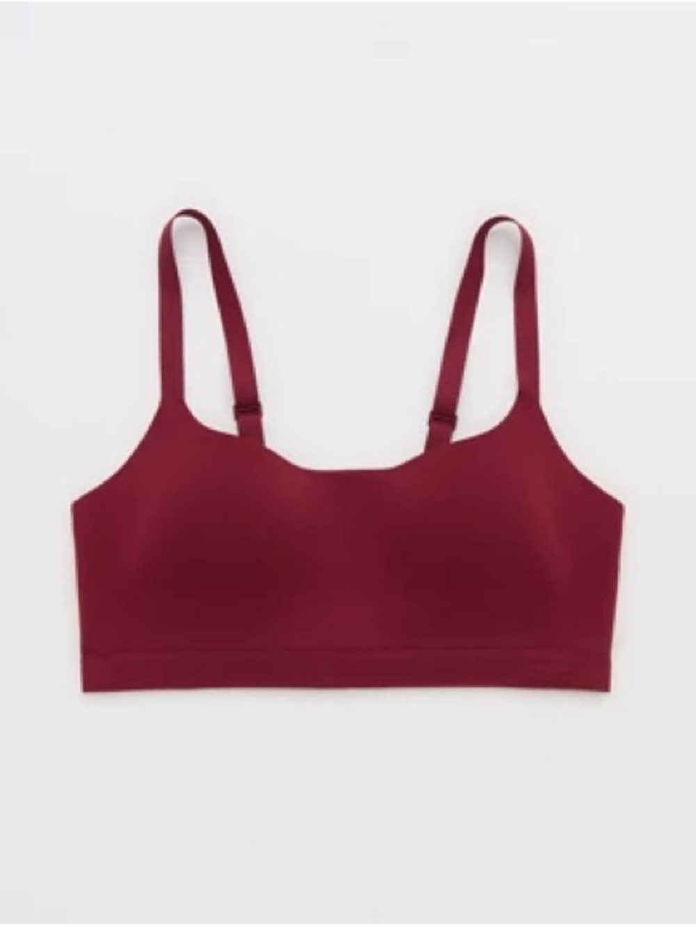 aerie Smooth Wireless Scoop Bralette in Burgundy